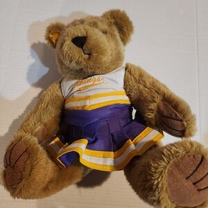 Vikings Cheerleader Teddy Bear Purple Gold 12"